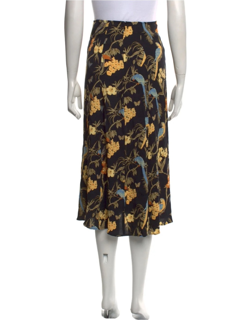 Reformation tropical bird skirt with slit